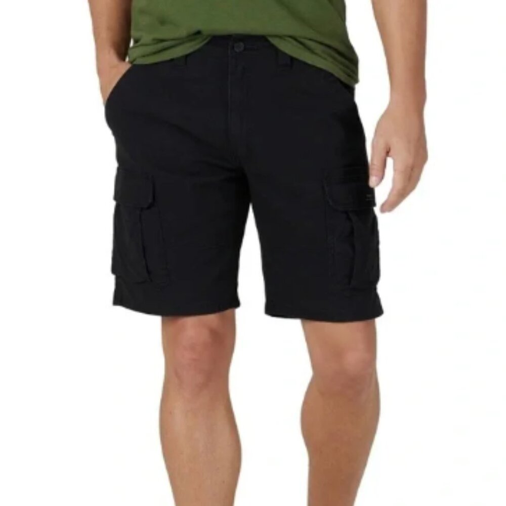 Wrangler solid black cotton cargo shorts 10"